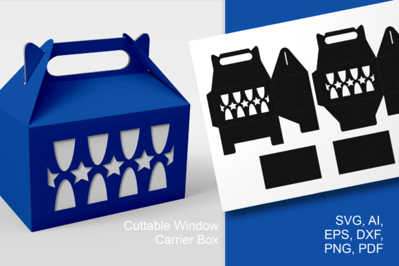 Download Stars Window Gable Gift Box Template SVG - Premium Bundle