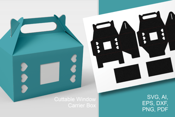 Download Square N Hearts Gable Window Favor Box - Premium Bundle