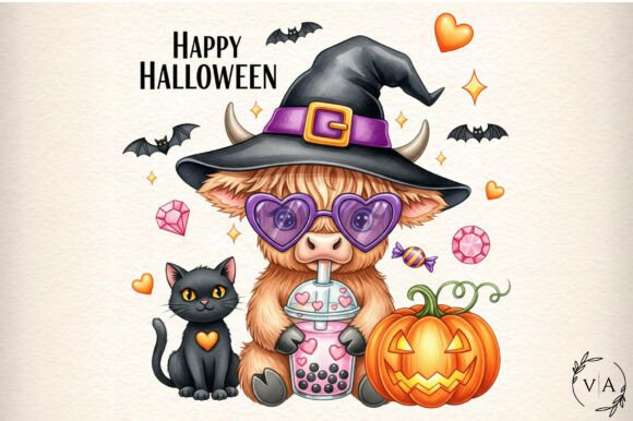 Download Highland Cow Happy Halloween PNG - Happy halloween png Collection