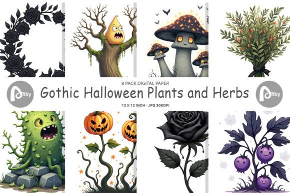 Download Gothic Halloween Plant Digital Paper - Plant digital paper Collection