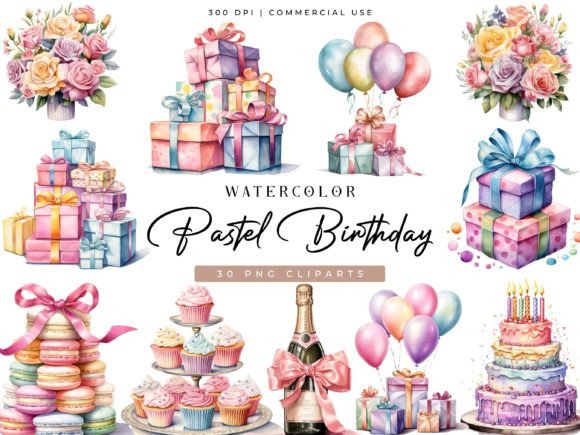 Download Watercolor Pastel Birthday Gift Clipart - Gift clipart Collection