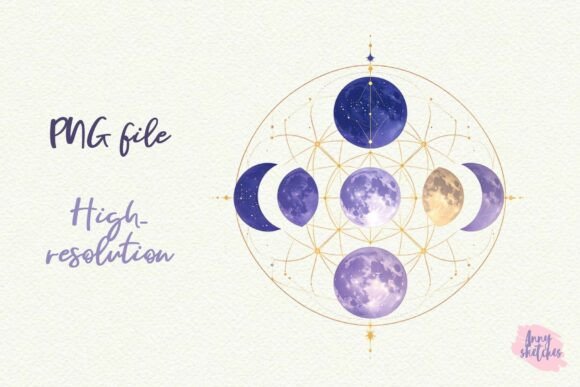 Download Phases of the Moon Sacred Geometry PNG - Phases of the moon Collection